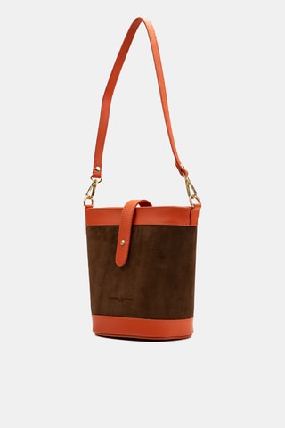Sac porté épaule en cuir Helle - Marron et orange