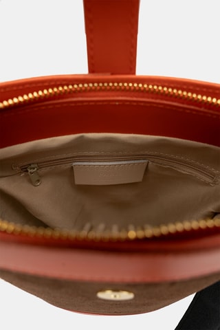 Sac porté épaule en cuir Helle - Marron et orange