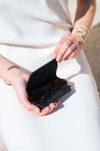 Etui pour lunettes en cuir Lune - Noir