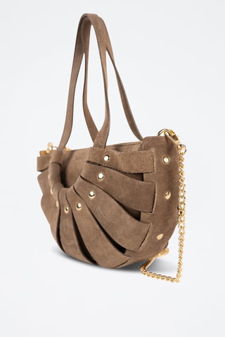 Sac porté épaule en nubuck  - Taupe