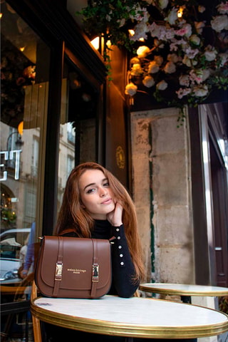 Sac bandoulière en cuir Tex - Marron