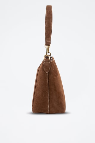 Sac porté épaule en nubuck  - Marron