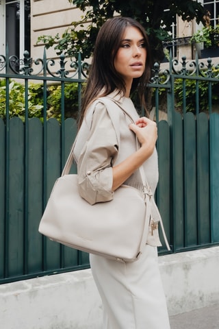 Sac porté épaule en cuir Toki - Taupe