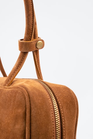 Sac porté épaule en nubuck  - Camel