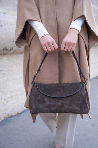 Sac bandoulière en cuir  - Marron