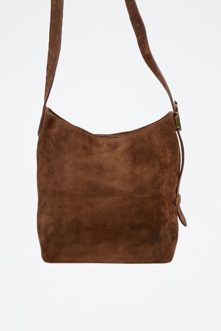 Sac porté épaule en nubuck  - Marron