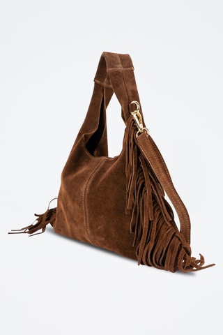 Sac porté épaule en nubuck  - Marron