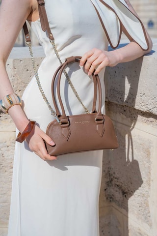 Sac porté épaule en cuir Ella - Camel