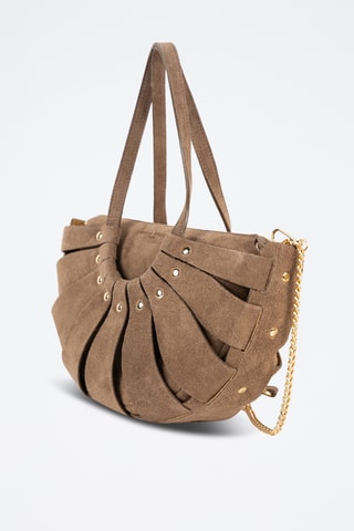 Sac porté épaule en nubuck  - Taupe