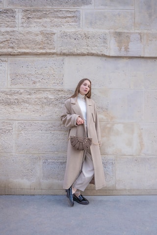 Sac porté épaule en nubuck  - Taupe