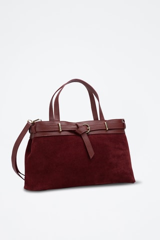 Sac à main en cuir suède Borea - Bordeaux