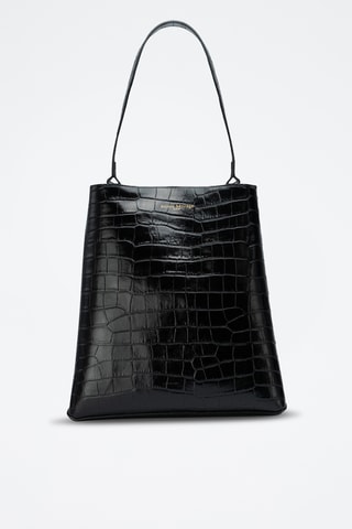 Sac porté épaule en cuir suède Mist - Noir