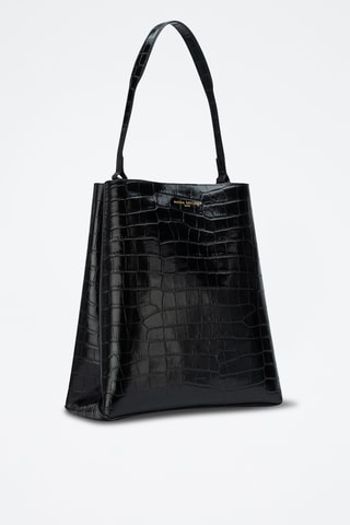 Sac porté épaule en cuir suède Mist - Noir