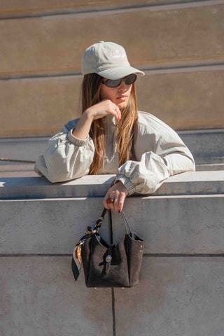 Sac à main en cuir suède Aube - Marron