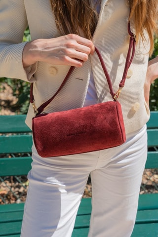 Sac à main en cuir suède Nuvola - Bordeaux