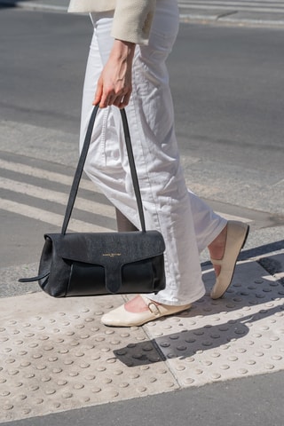 Sac porté épaule en cuir Solsice - Noir