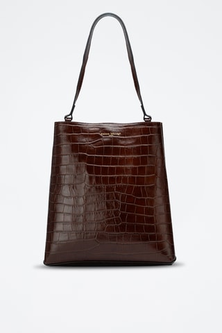 Sac porté épaule en cuir suède Mist - Marron