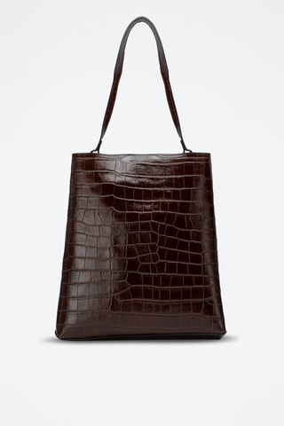 Sac porté épaule en cuir suède Mist - Marron