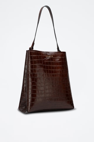 Sac porté épaule en cuir suède Mist - Marron