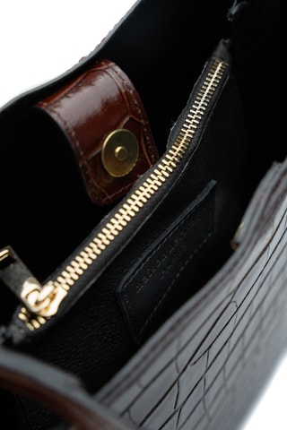 Sac porté épaule en cuir suède Mist - Marron