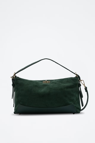 Sac porté épaule en cuir suède Mini Nej - Vert foncé