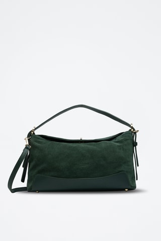 Sac porté épaule en cuir suède Mini Nej - Vert foncé