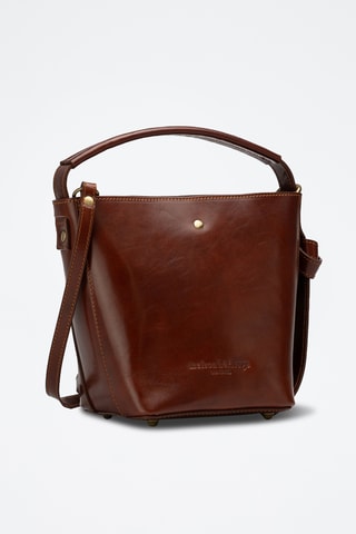 Sac bandoulière en cuir suède Solene - Marron
