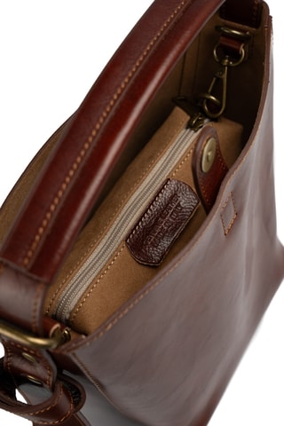 Sac bandoulière en cuir suède Solene - Marron