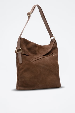Sac porté épaule en cuir suède Bruma - Marron