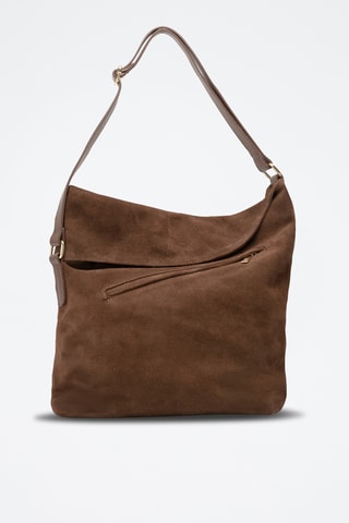 Sac porté épaule en cuir suède Bruma - Marron