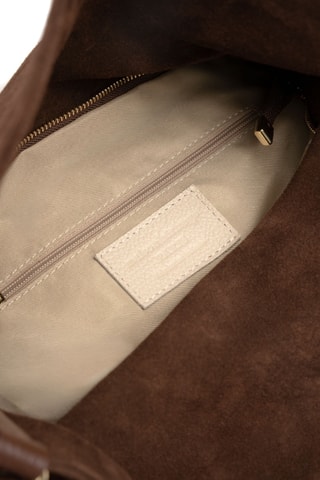 Sac porté épaule en cuir suède Bruma - Marron