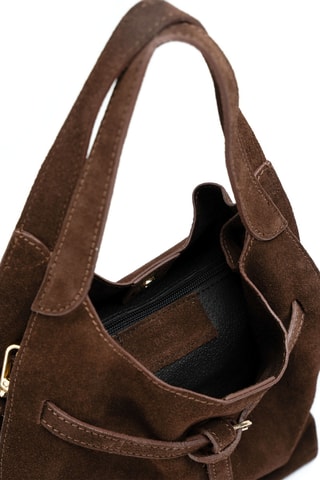 Sac à main en cuir suède Zima - Marron