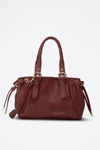 Sac porté épaule en cuir Petit Sunny - Bordeaux