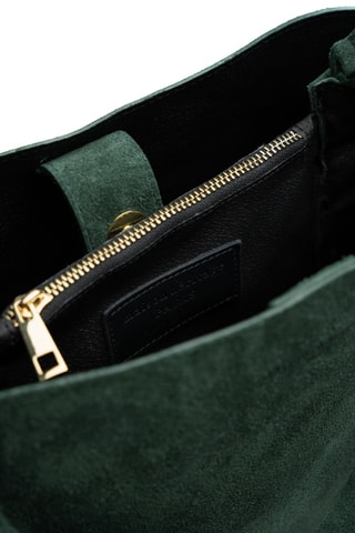 Sac porté épaule en cuir suède Mist - Vert foncé