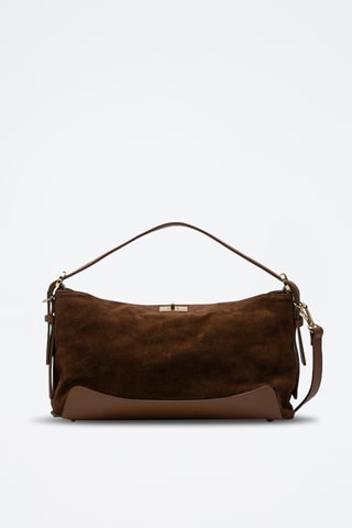 Sac porté épaule en cuir suède Mini Nej - Camel