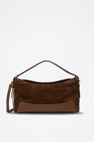 Sac porté épaule en cuir suède Mini Nej - Camel