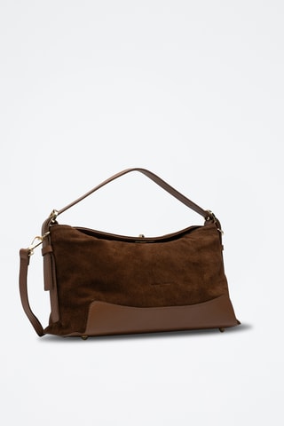 Sac porté épaule en cuir suède Mini Nej - Camel
