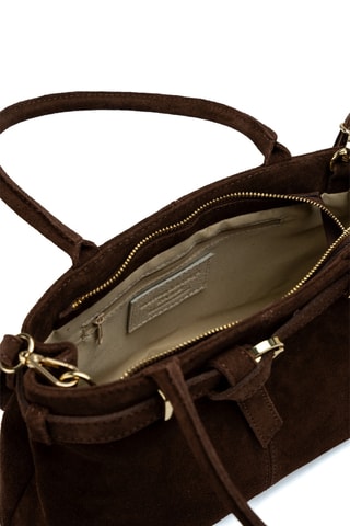 Sac à main en cuir suède Norea - Marron