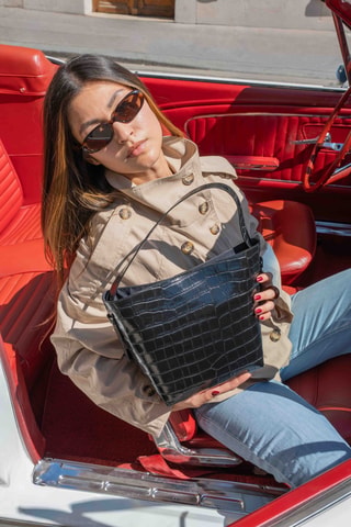 Sac seau en cuir Orne - Noir