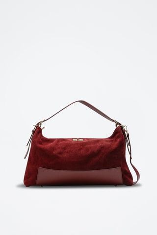Sac porté épaule en cuir suède Nej - Bordeaux