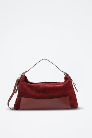 Sac porté épaule en cuir suède Nej - Bordeaux