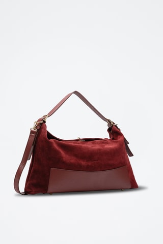 Sac porté épaule en cuir suède Nej - Bordeaux
