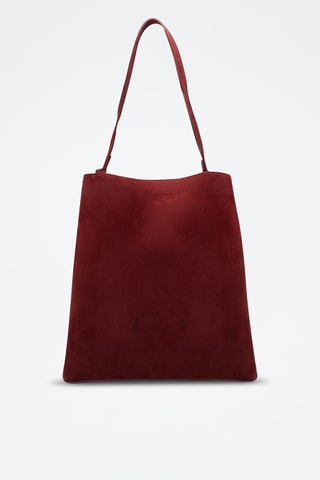 Sac porté épaule en cuir suède Mist - Bordeaux