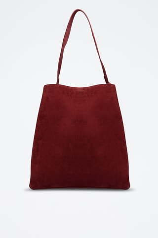 Sac porté épaule en cuir suède Mist - Bordeaux