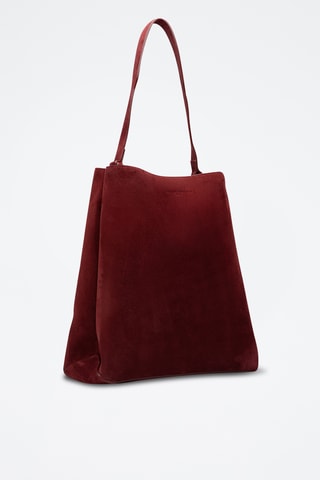 Sac porté épaule en cuir suède Mist - Bordeaux