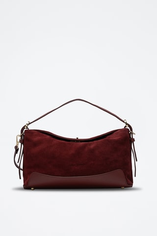 Sac porté épaule en cuir suède Mini Nej - Bordeaux