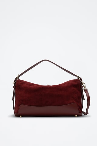 Sac porté épaule en cuir suède Mini Nej - Bordeaux