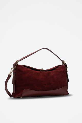 Sac porté épaule en cuir suède Mini Nej - Bordeaux