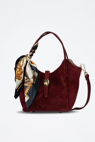 Sac à main en cuir suède Aube - Bordeaux