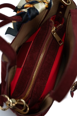 Sac à main en cuir suède Aube - Bordeaux